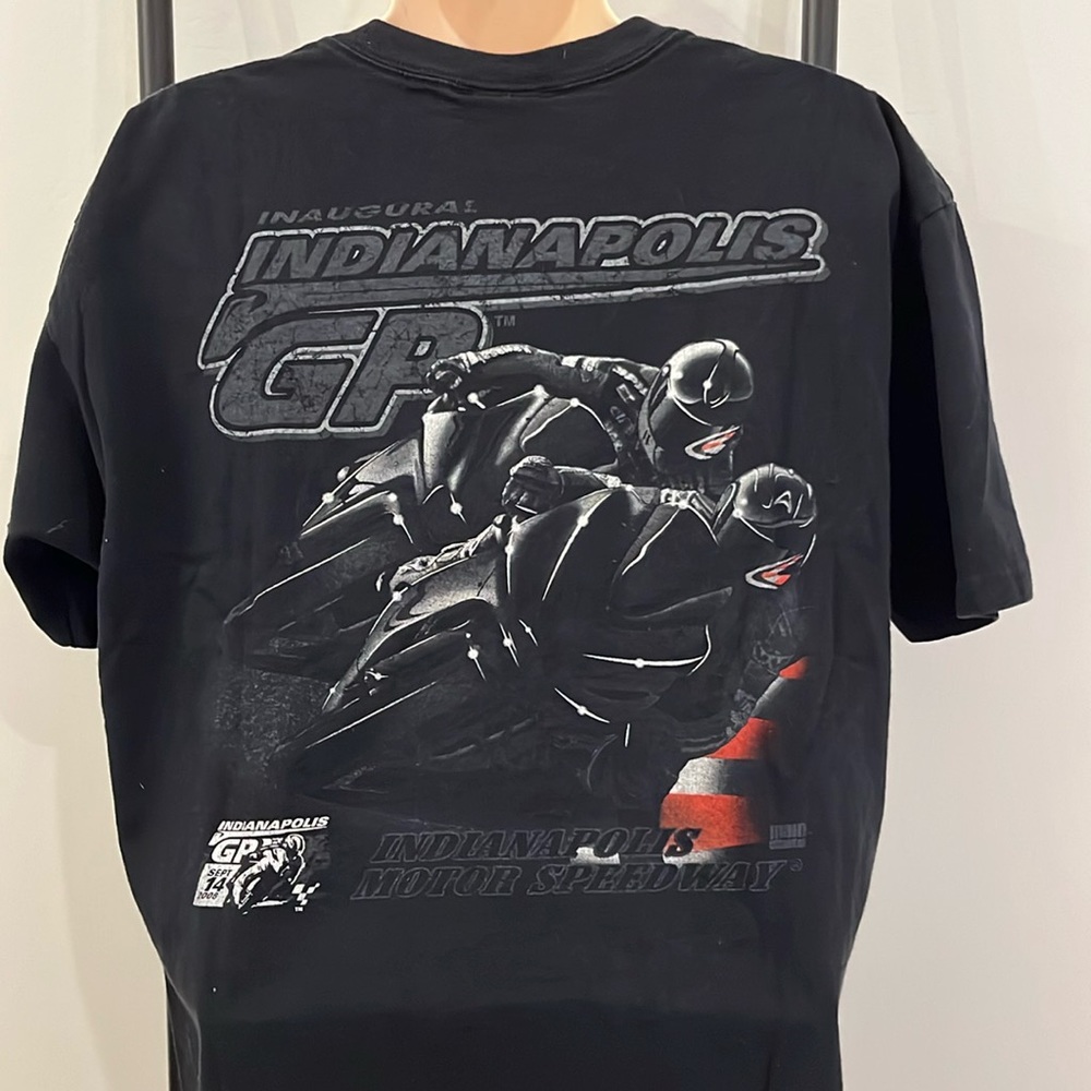 Vintage 2008 Indianapolis MotoGP Graphic T-Shirt Black Motorcycle Racing Tee